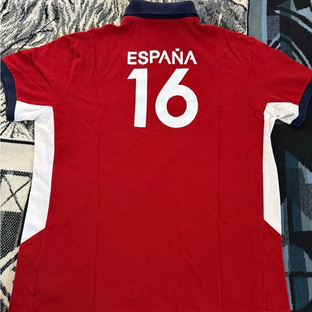 Polo Ralph Lauren Pony España #16 Crest Embroidered Red/Navy Blue/White Polo